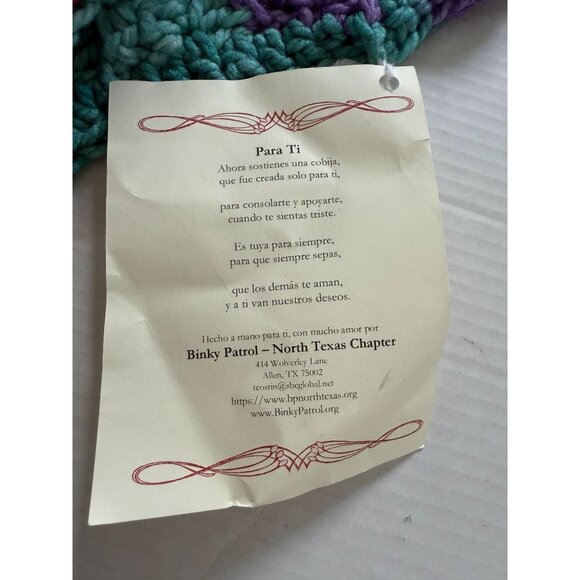 Binky Patrol North Texas Chapter Handmade Crochet Blanket Chevron Pattern 46x48" - Picture 5 of 6